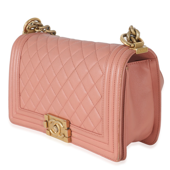 Pink Quilted Caviar Old Medium Boy Bag - Picture 3 of 7